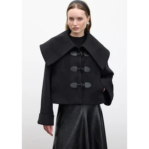 Tokalı Kaşe Kaban Siyah