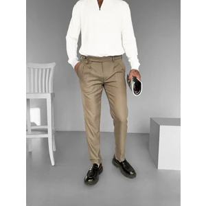 Erkek Pileli Kumaş Pantolon Vizon