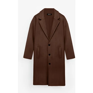 Abluka Online Erkek Oversize Uzun Italyan Kaşe Kaban Koyu Kahve