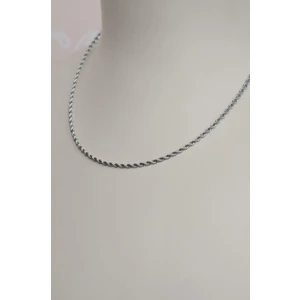 Gümüş Renkli Burgu Zincir Çelik Kolye 45 cm