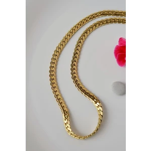 Gold Renkli Kalın Çelik Zincir Kolye 45 cm