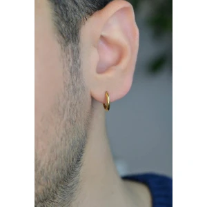 Erkek Gold Renk Çelik Halka Küpe Tekli