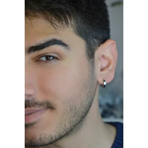 Erkek Gümüş Renk Çelik Halka Küpe Tekli