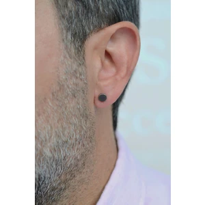 Erkek Vidalı Daire Model Çelik Küpe 6 mm Gümüş Renk