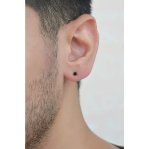 Erkek Siyah Tektaş Çelik Küpe 2 mm