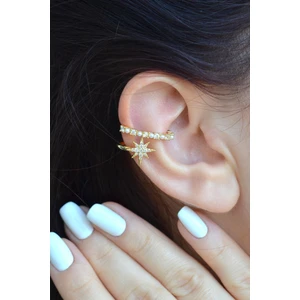 Kutup Yıldızı Detaylı Mini İncili Earcuff Sıkıştırma Kıkırdak Küpesi