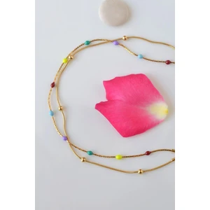 Sacce Scarves & Accessories Multicolor Çok Renkli Iki Sıralı Topçuklu Çelik Halhal Gold Renk