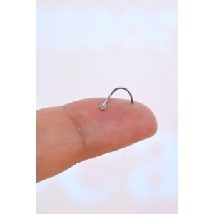 316 L Çelik 1.5 mm Tektaş Hızma Arkası Kıvrımlı Düşmeyen Burun Piercingi