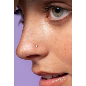 Sacce Scarves & Accessories Gold Renk 316 L Çelik 3 mm Tektaş Hızma Arkası Kıvrımlı Düşmeyen Burun Piercingi