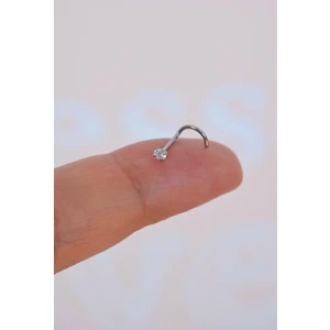 316 L Çelik 2.5 mm Tektaş Hızma Arkası Kıvrımlı Düşmeyen Burun Piercingi