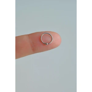 Gümüş Renkli Mini Topçuklu 8 mm Çelik Halka Hızma Burun Piercingi