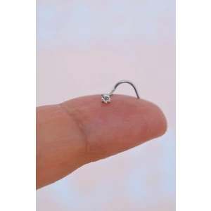 316 L Çelik 2 mm Tektaş Hızma Arkası Kıvrımlı Düşmeyen Burun Piercingi