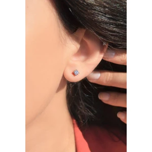 3 mm Küçük Boy Tektaş Küpe Gümüş Rengi
