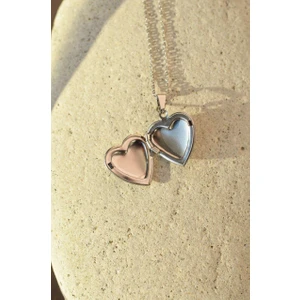 Fotoğraf Konulabilen Kapaklı Çelik Kalp Kolye