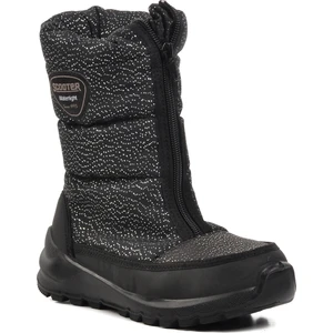 Siyah Simli Su Geçirmez Kız Çocuk Kar Botu