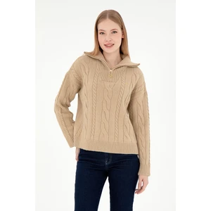 U.S. Polo Assn. Kadın Kum Melanj Kazak /triko 50297118-VR123