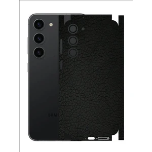 ECR MOBILE Samsung Galaxy S23 ile Uyumlu Deri Desenli Siyah Arka Kaplama