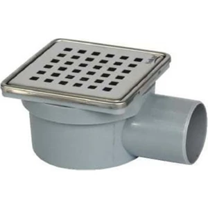 Krom Yer Süzgeci Klapeli 10 x 10 cm Ø 50 Paslanmaz Çerçeve Yandan Çıkış Yer Sifonu ( Beyco )