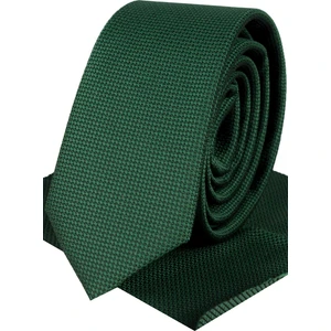 Erkek Yeşil Mendilli Armüllü Kuşgözü Slim Kravat