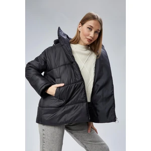 Kadın Oversize Model Kapüşonlu Şişme Mont - Siyah