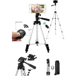 Bluetoothlu Tripot Profesyonel Fotoğraf Video Çekimi Kumandalı 106 cm Tripot Telefon Tutucu
