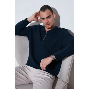 Pamuklu Regular Fit Yarım Fermuarlı Polo Yaka Sweat Erkek Sweat 5905805