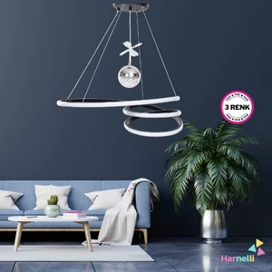 3 Renk Yanabilen Şeker Camlı Modern Ledli Avize