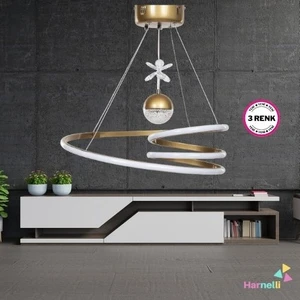 3 Renk Yanabilen Şeker Camlı Modern Ledli Avize