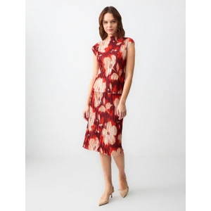 Jimmy Key Desenli Normal Bel Floral Desenli Örme Midi Etek