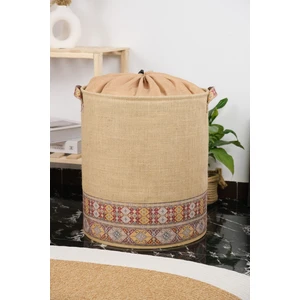 Rope Home Garnili Bohem Tarz Fileli Jüt Sepet - Kıyafet Havlu Kirli Çamaşır Sepeti 37  x  40