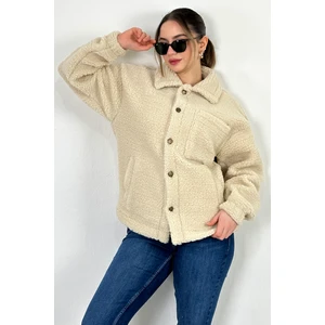 Lost Wintage Hırka Bay/bayan  Pamukluvwelsoft Peluş Düğmeli Çift Cepli Oversıze Ceket