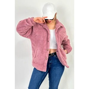 Lost Wintage Hırka Bay/bayan  Pamukluvwelsoft Peluş Düğmeli Çift Cepli Oversıze Ceket