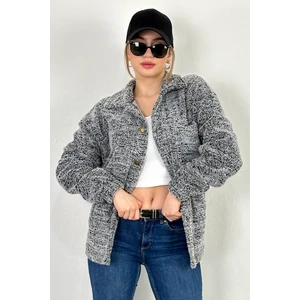 Lost Wintage Hırka Bay/bayan  Pamukluvwelsoft Peluş Düğmeli Çift Cepli Oversıze Ceket