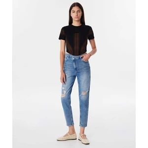 Çapraz Bel Detaylı Jean Pantolon