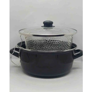 Ebruli Emaye 26 cm Büyük Boy 5 l Kızartma, Fritoz Tencere