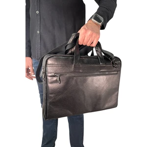 Huflex Hakiki Deri Siyah Laptop & Evrak Portföy Çantası (38 * 26 Cm)