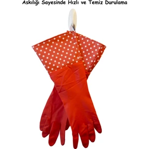 Glovely Hands Çok Amaçlı Temizlik Bulaşık Eldiveni Lateks Ekstra Uzun Kollu Desenli Tek Beden (M) Bir Çift