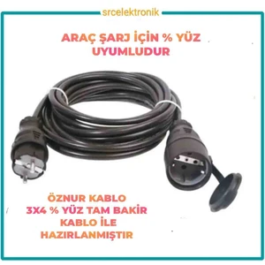 Araç Şarjı Uyumlu( 1 Ile 8 Metre  Arası) 3x4 Yüzde Yüz Tam Bakir Uzatma Seyyar Kablo