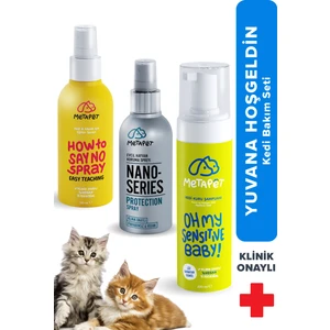 Kedi Bakım Ürünleri Seti, Eğitim Spreyi, Nano Series Hijyen Spreyi Ve Kuru Şampuan