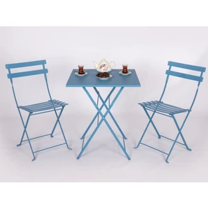 Gazelle Metal Bistro Serisi Katlanır Metal Masa Sandalye Seti: Pastel Mavi RAL5024 Kare: 61 x 61  cm