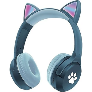 Pati LED Işıklı Kedi Kulaklı Kulak Üstü Kablosuz Bluetooth Kulaklık Hafız Kartlı Katlanabilir Evo-58