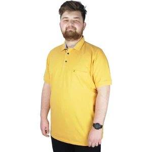 Battal Beden Erkek Tshirt Polo Yaka Cepli Klasik Pike 20552 Hardal