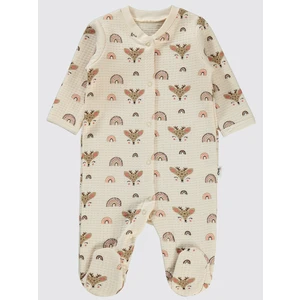 Civil Baby Kız Bebek Patikli Tulum 1-6 Ay Fildişi