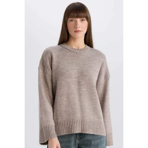Defacto Oversize Geniş Kalıp Bisiklet Yaka Basic Düz Triko Kazak D0036Ax25Sp