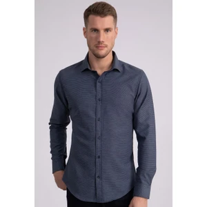 Slim Fit Dar Kesim Armürlü Erkek Gömlek