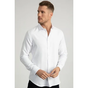 Slim Fit Dar Kesim Armürlü Erkek Gömlek