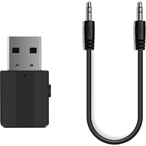 5.0 Kablosuz Bluetooth Ses Alıcı Verici USB 2'si 1 Arada Eller Serbest Çağrı Müzik Ses Adaptörü Araba ve Tv Hoparlörleriyle Uyumlu (Yurt Dışından)