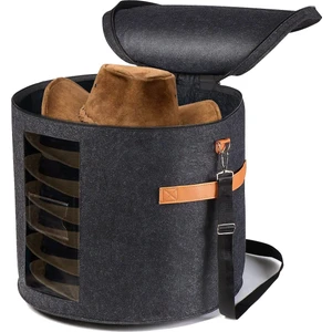 Yuvarlak Şapka Saklama Kutusu - Doldurulmuş Giysiler ve Hayvan Oyuncakları Için Kapaklı Katlanabilir Şapka Kutusu, Taşıma Organizatör Kutusu Koyu Gri (Yurt Dışından)