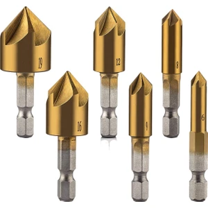 Adet 1/4 Inç Hex Shank Havşa Matkap Uçları Merkezi Punch Seti Hss 5 Flüt Havşa 90 Derece Merkezi Punch Aracı Setleri (Yurt Dışından)