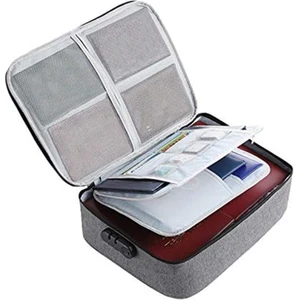 Önemli Dosya Cebi Tutucu, Belge Düzenleyici Kutusu, Kasa Kod Kilidi ile Oxford Su Geçirmez Belge Saklama Çantası (Gri) (Yurt Dışından)